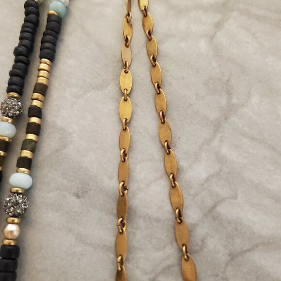 ✨ Stella and Dot Labradorite Artisan Druzy Beaded Stone Pave Rhinestone Pendant - Picture 6 of 16